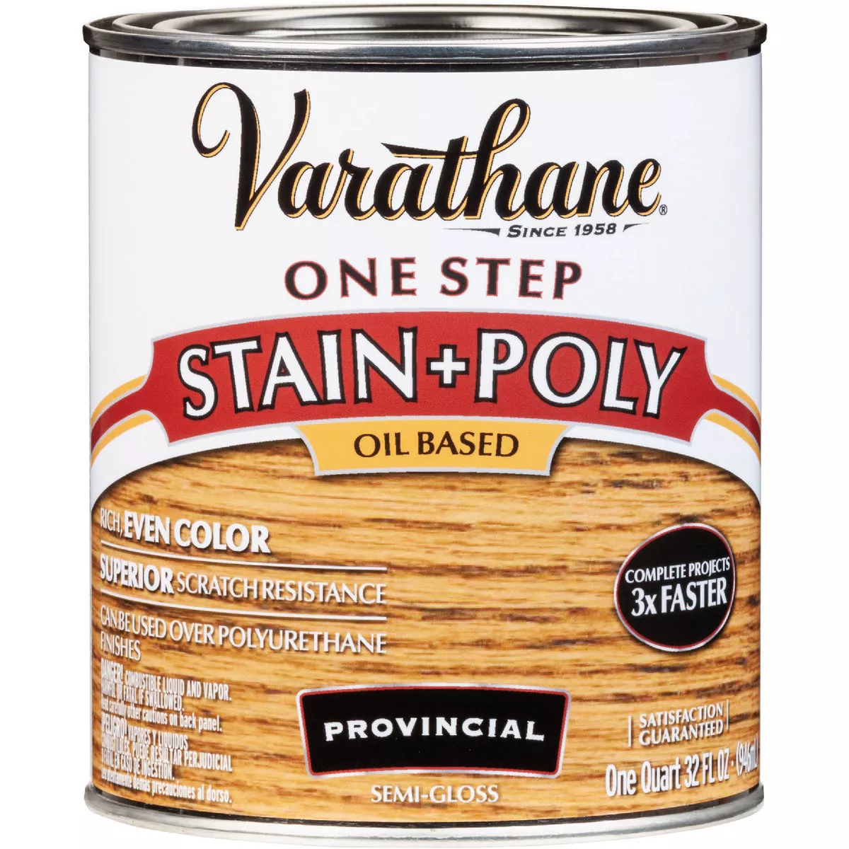 Varathane Semi-Gloss Provincial One Step Interior Wood Stain and Polyurethane, 1 Qt.