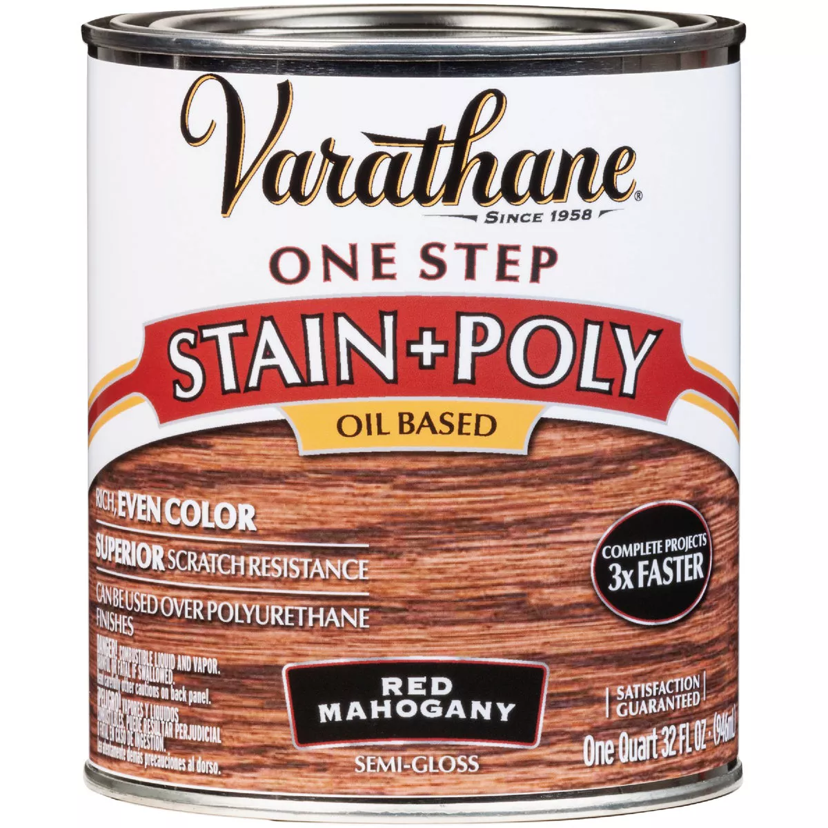 Varathane Semi-Gloss Red Mahogany One Step Interior Wood Stain and Polyurethane, 1 Qt.