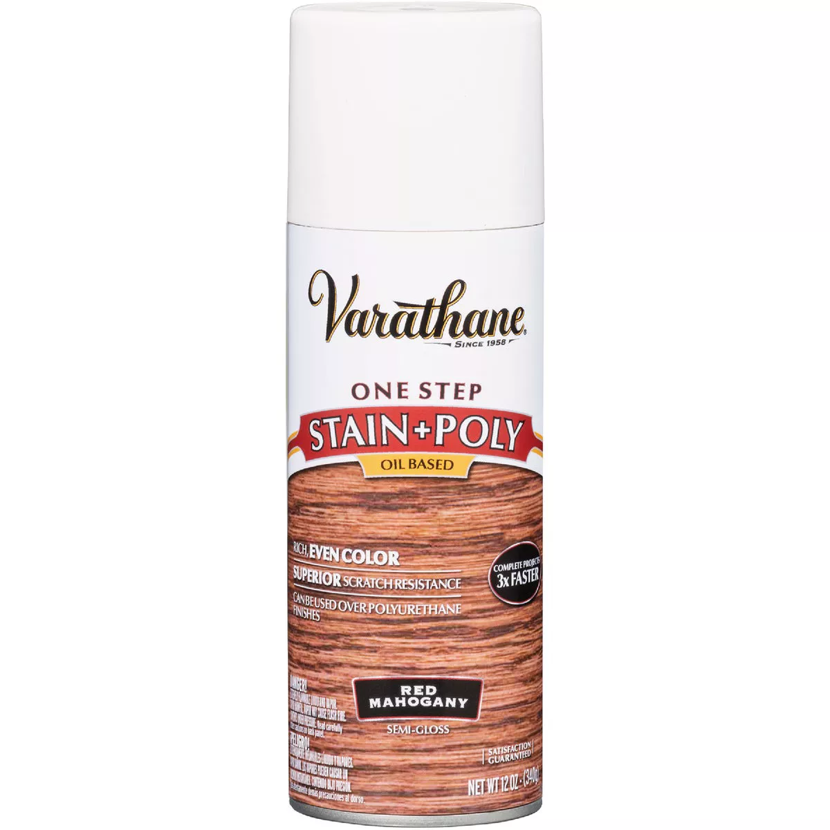 Varathane Semi-Gloss Red Mahogany One Step Interior Wood Stain and Polyurethane Spray, 12 Oz.