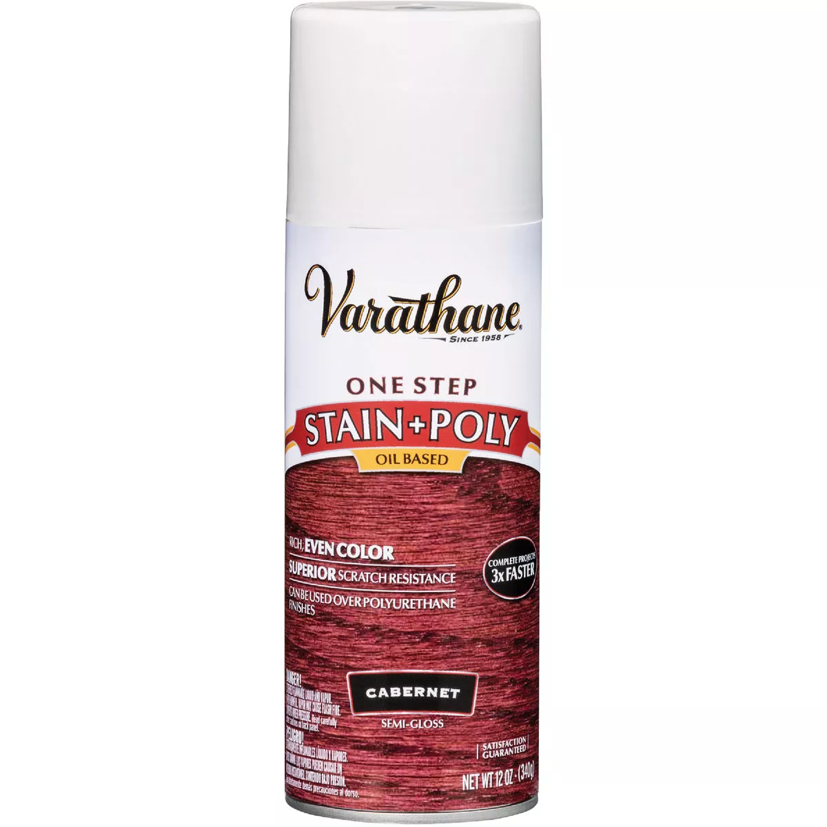 Varathane Semi-Gloss Cabernet One Step Interior Wood Stain and Polyurethane Spray, 12 Oz.