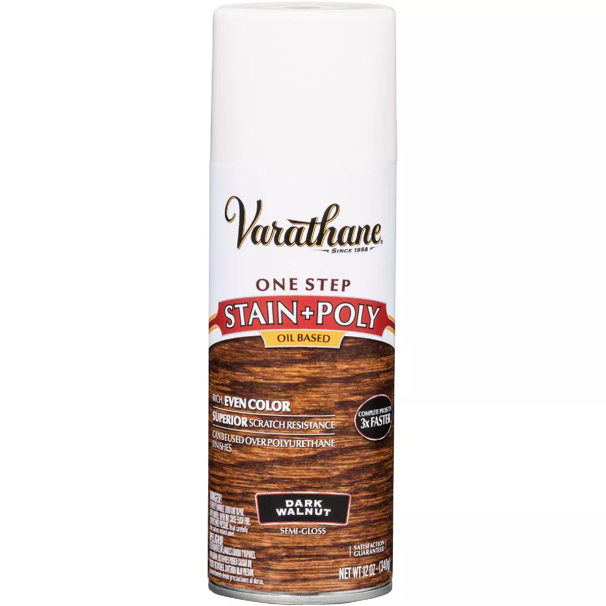 Varathane Semi-Gloss Dark Walnut One Step Interior Wood Stain and Polyurethane Spray, 12 Oz.