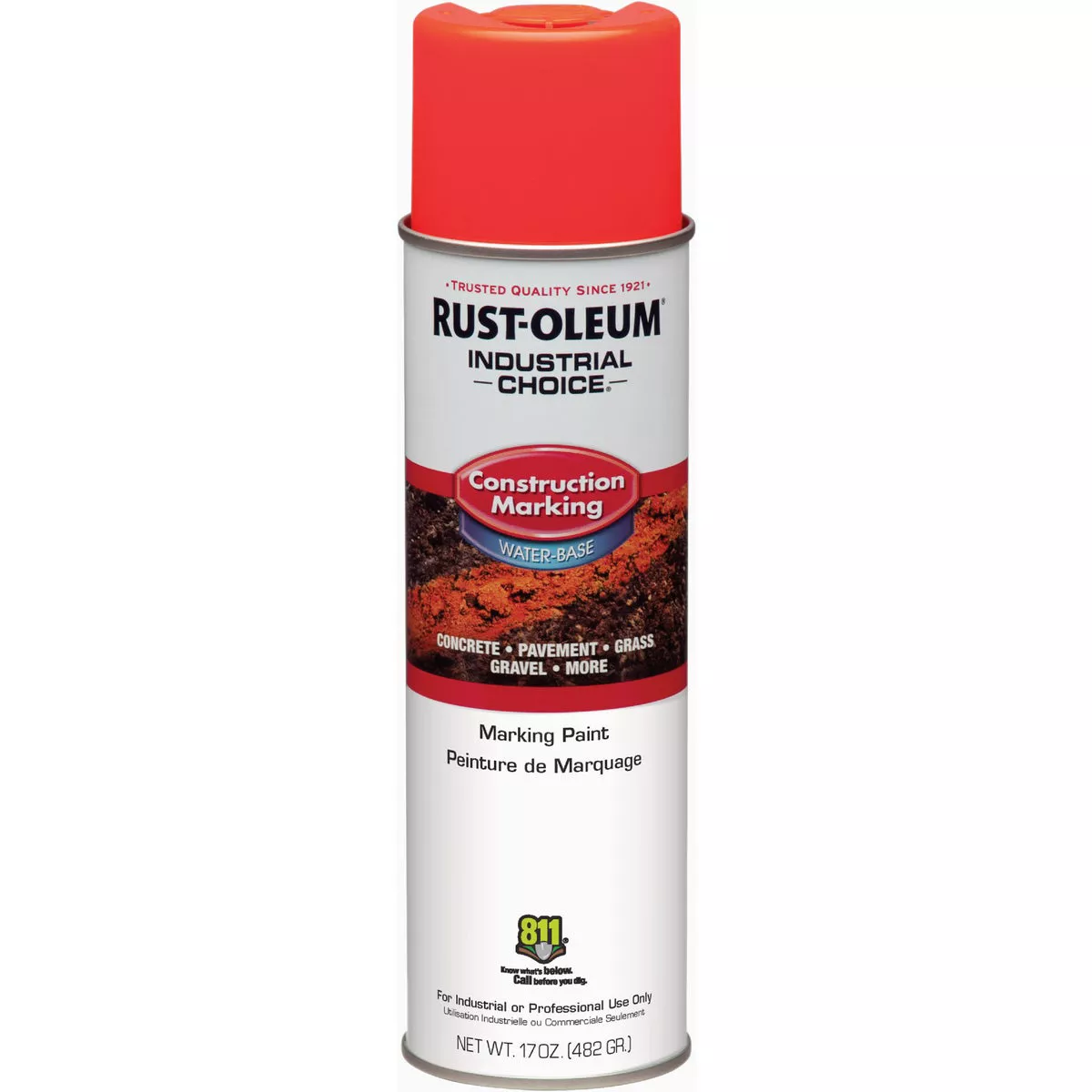 Rust-Oleum Industrial Choice Fluorescent Red Orange 17 Oz. Construction Marking Spray Paint-