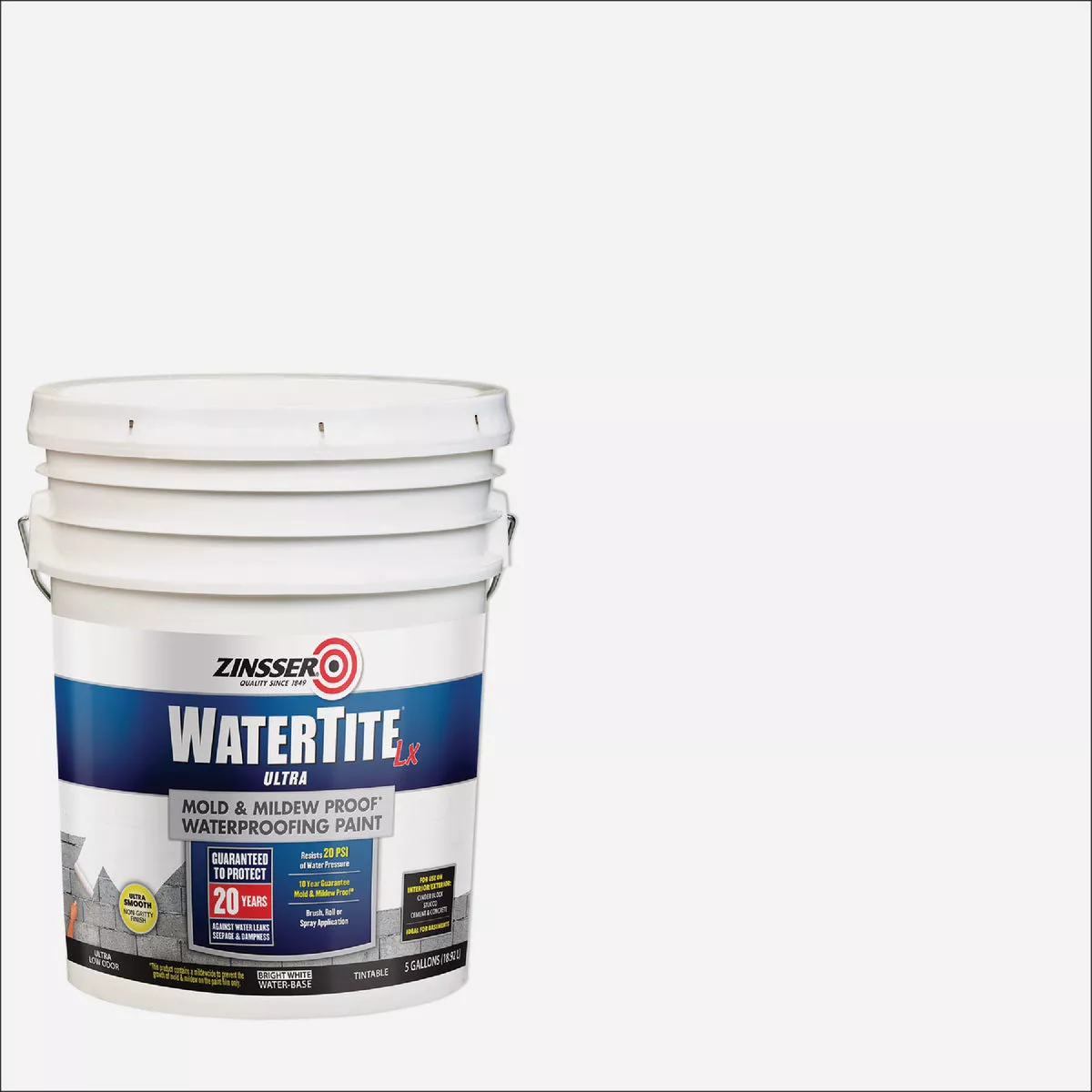 Zinsser WaterTite LX Ultra Bright White Mold and Mildew-Proof Waterproofing Paint, 5 Gal. - photo 2