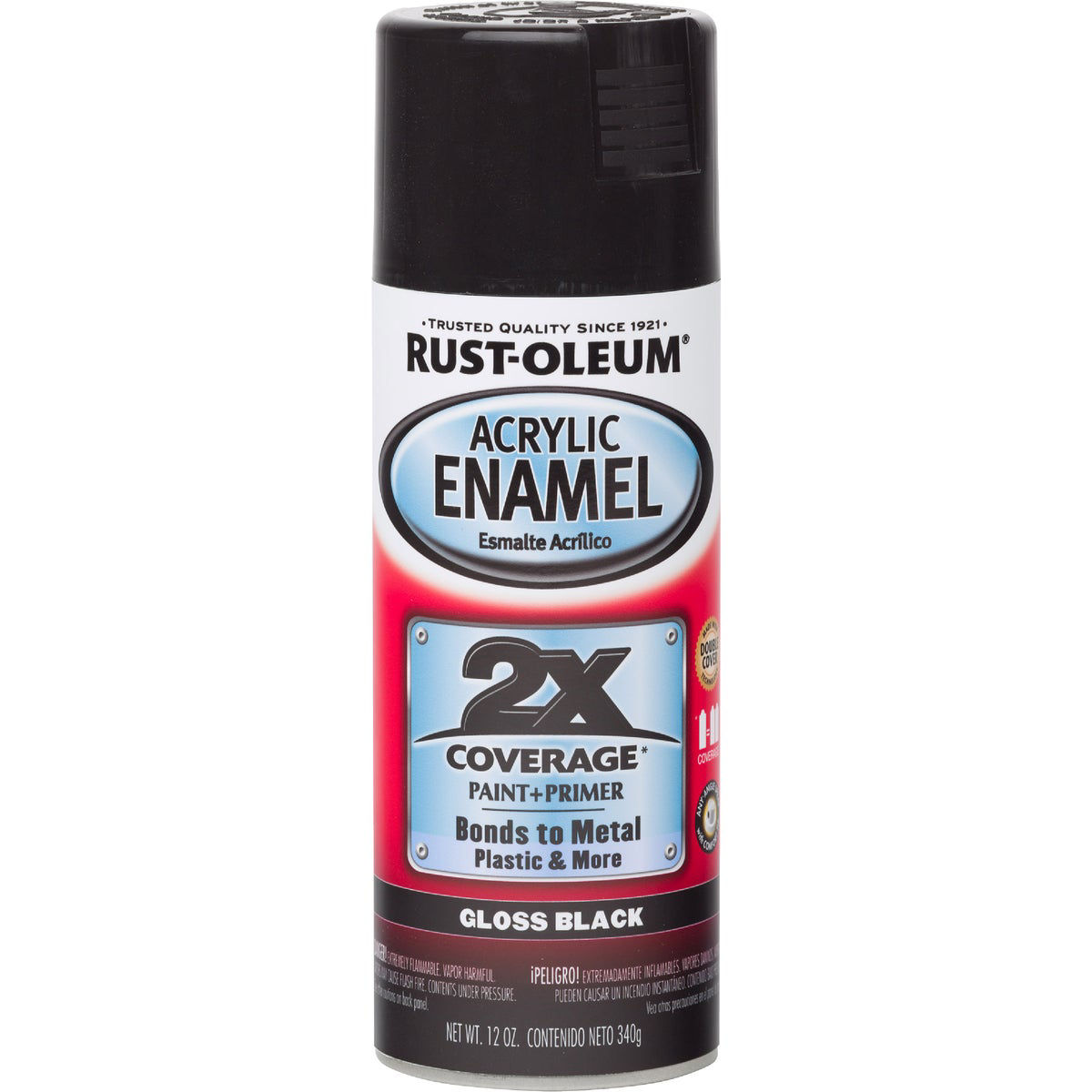 Rust-Oleum 271903 Acrylic Enamel 2X Spray Paint, 12 oz, Gloss Black