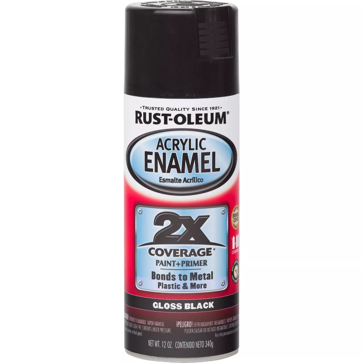 Rust-Oleum 2X Gloss Black 12 Oz. Acrylic Enamel Spray Paint and Primer