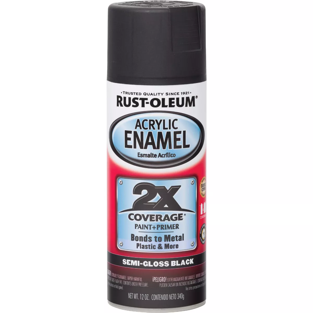 Rust-Oleum 2X Semi-Gloss Black 12 Oz. Acrylic Enamel Spray Paint and Primer