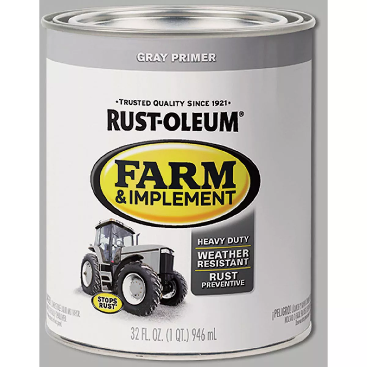 Rust-Oleum Farm & Implement Paint, Flat Gray Primer, Qt.