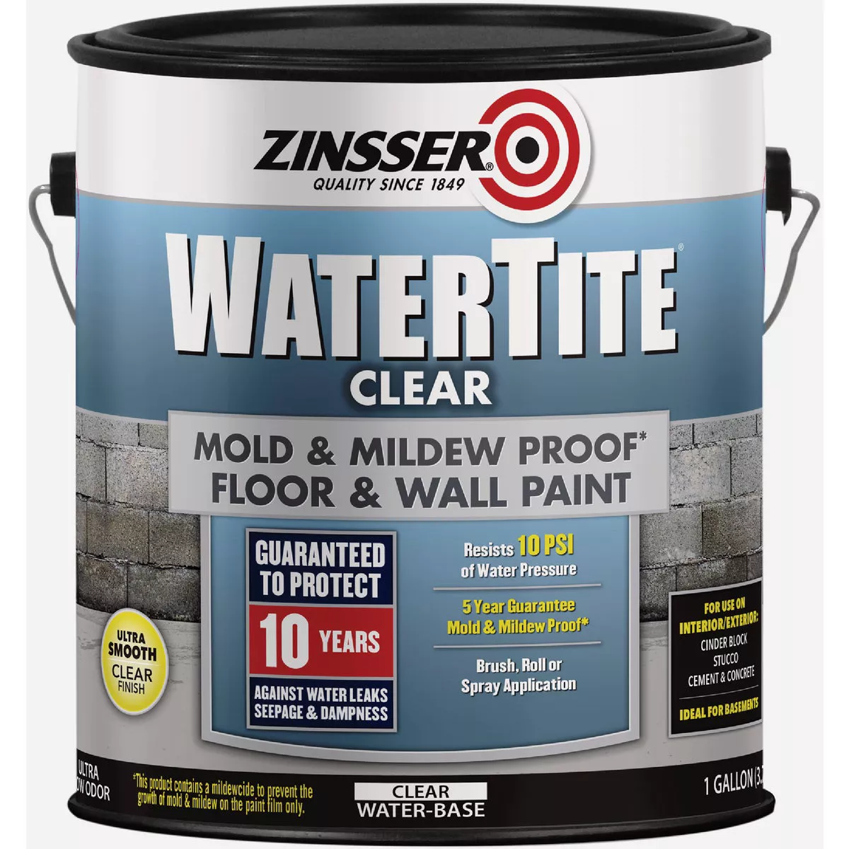 Zinsser WaterTite Clear Mold and Mildew-Proof Waterproofing Paint, 1 Gal.