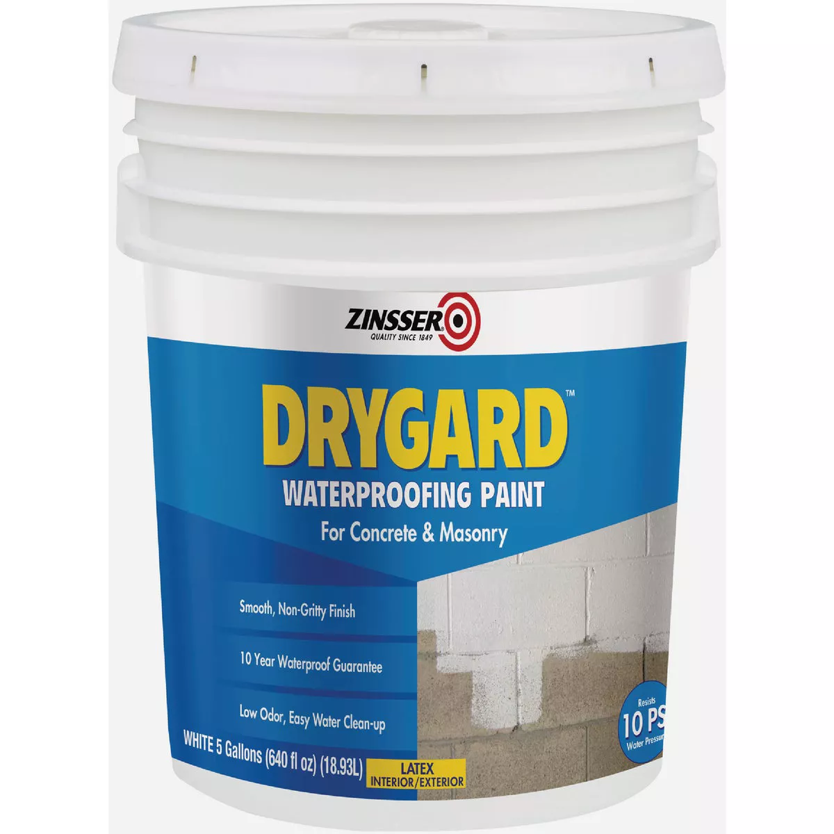 Zinsser Drygard White Waterproofing Paint for Concrete and Masonry, 5 Gal.