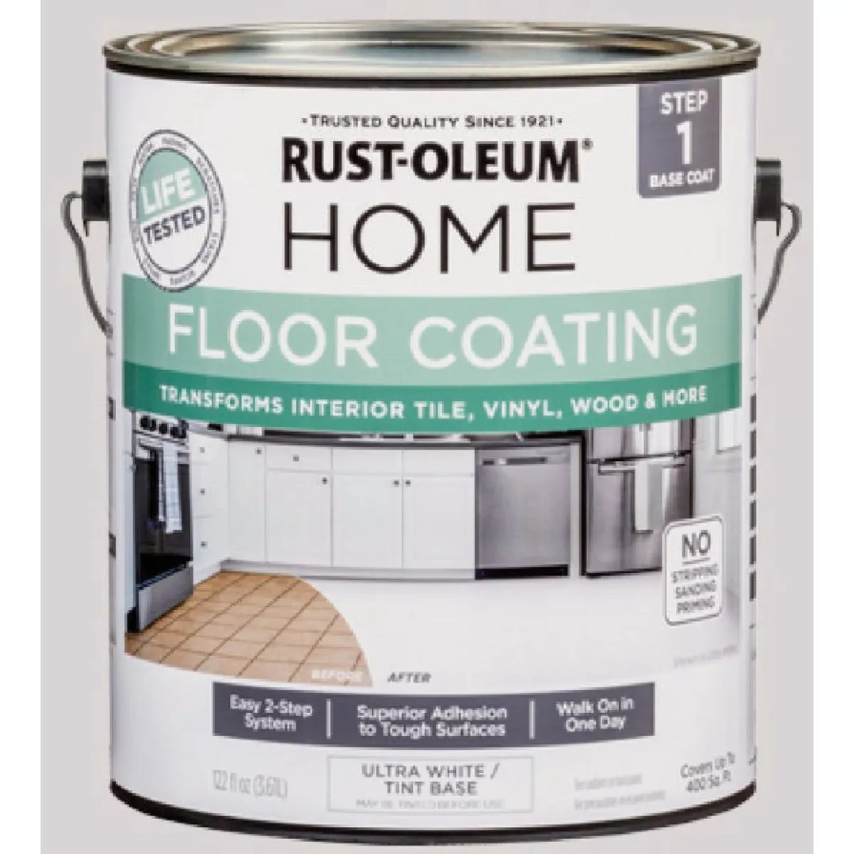 Rust-Oleum Home Floor Coating, Matte Ultra White Tint Base, 1 Gallon