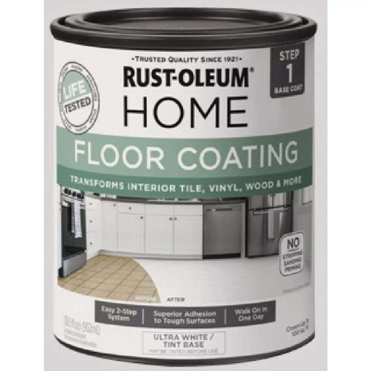 Rust-Oleum Home Floor Coating, Matte Ultra White Tint Base, Quart