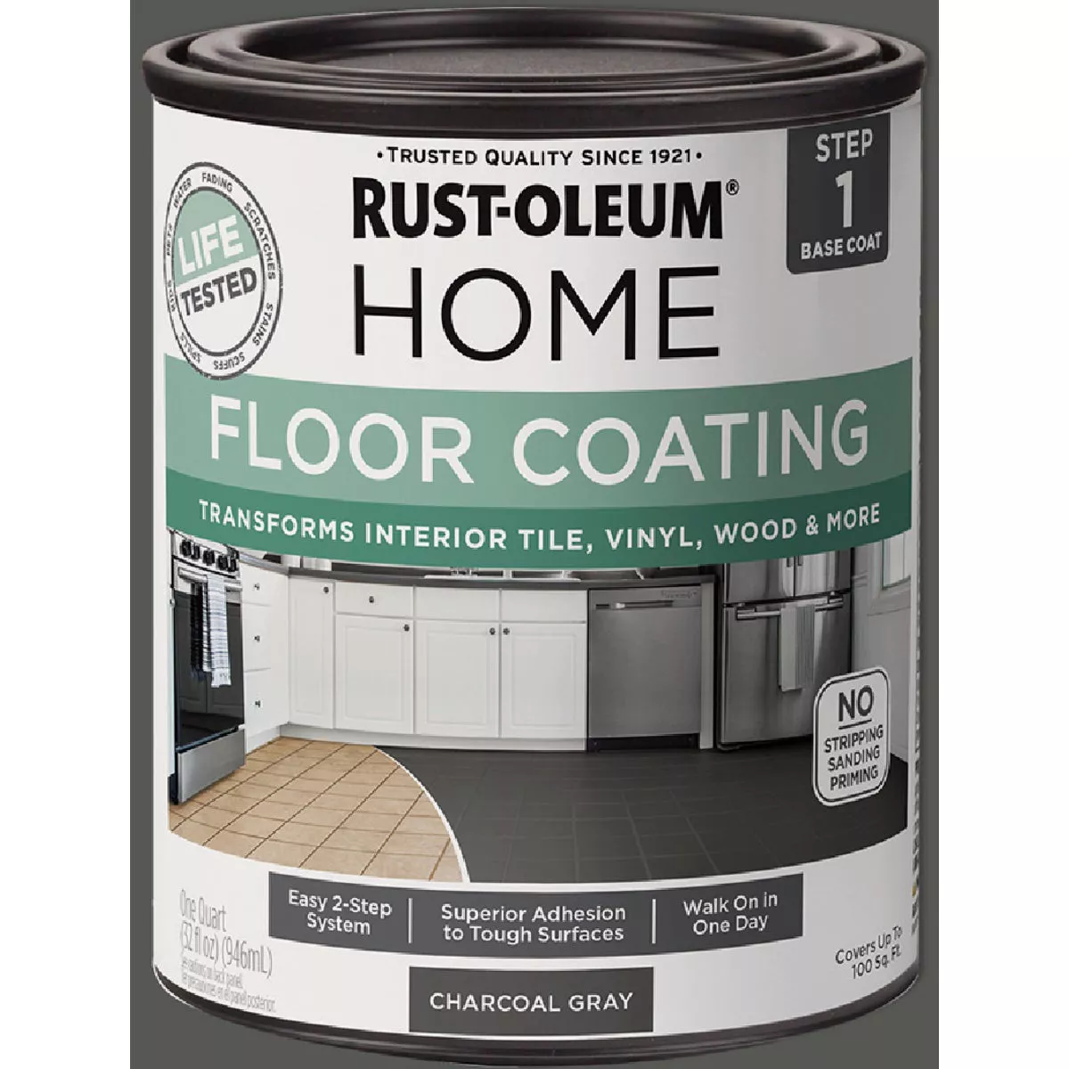 Rust-Oleum Home Floor Coating, Matte Charcoal Gray, Quart