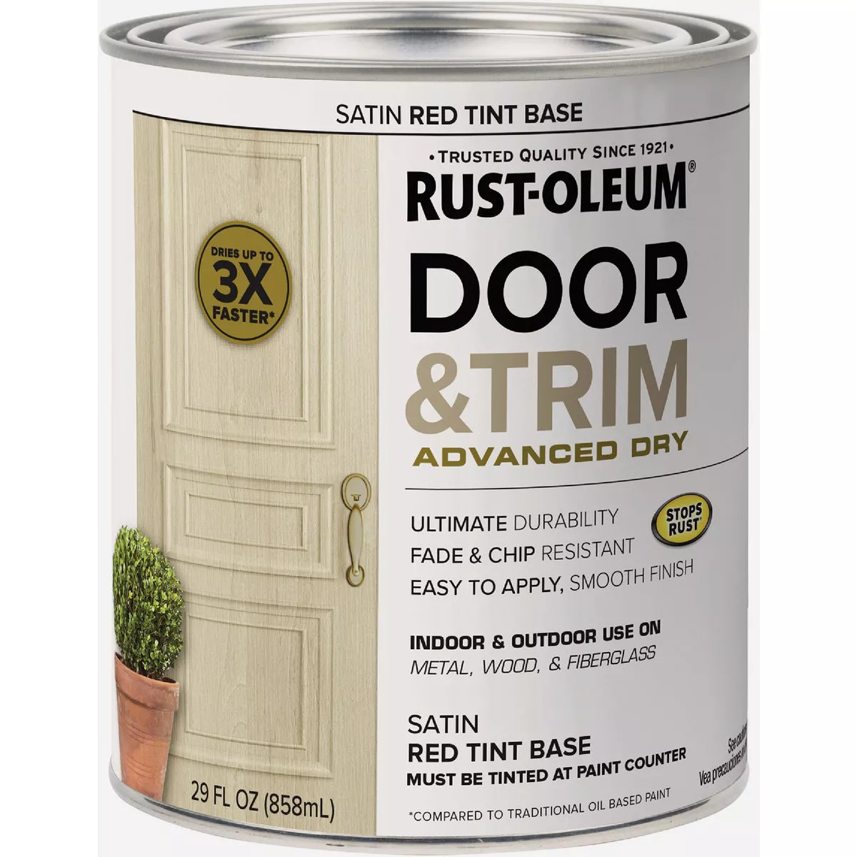 Rust-Oleum Stops Rust 1 Qt. Satin Red Tint Base Door and Trim Paint