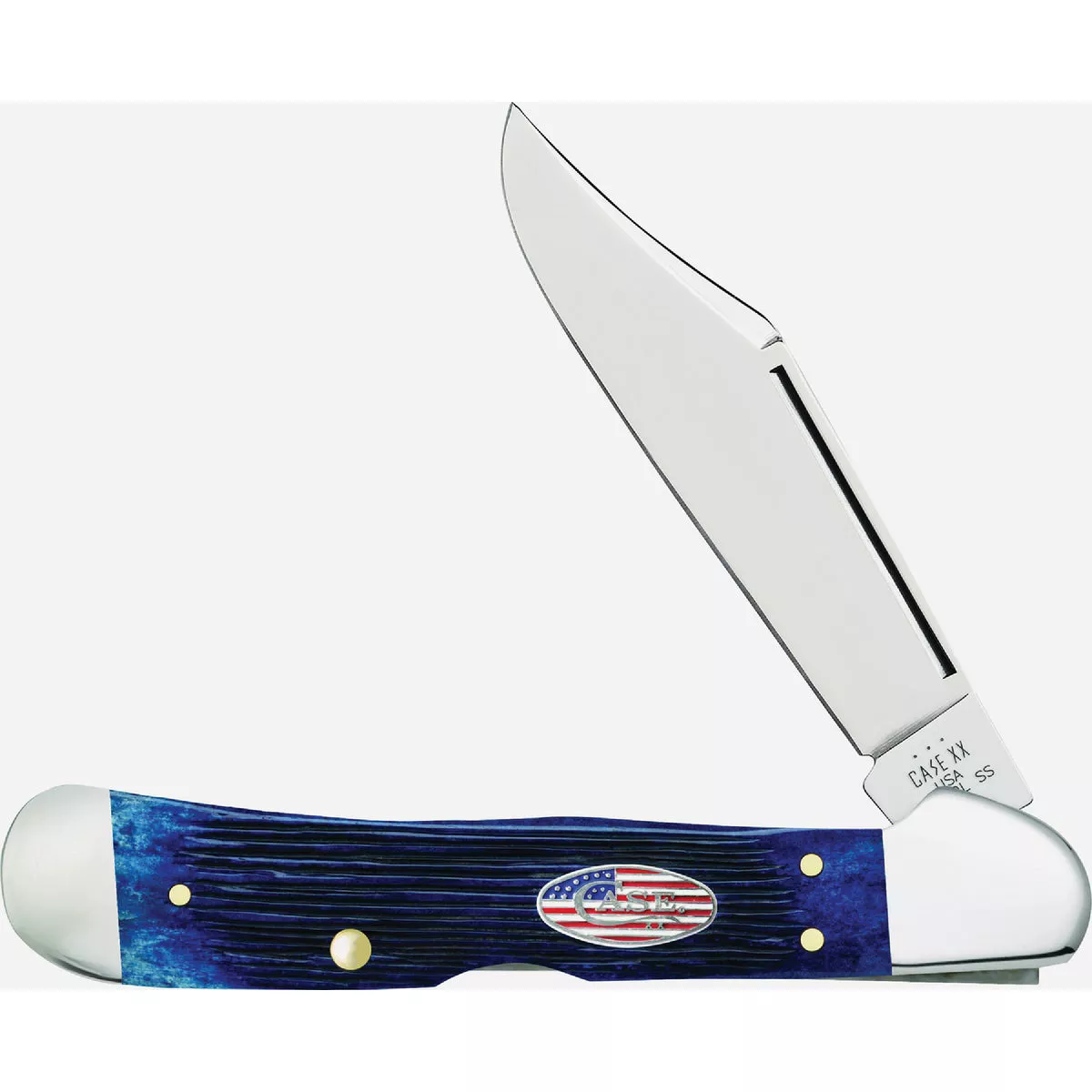 Case XX Barnboard Jig Navy Blue Bone Copperlock Pocket Knife