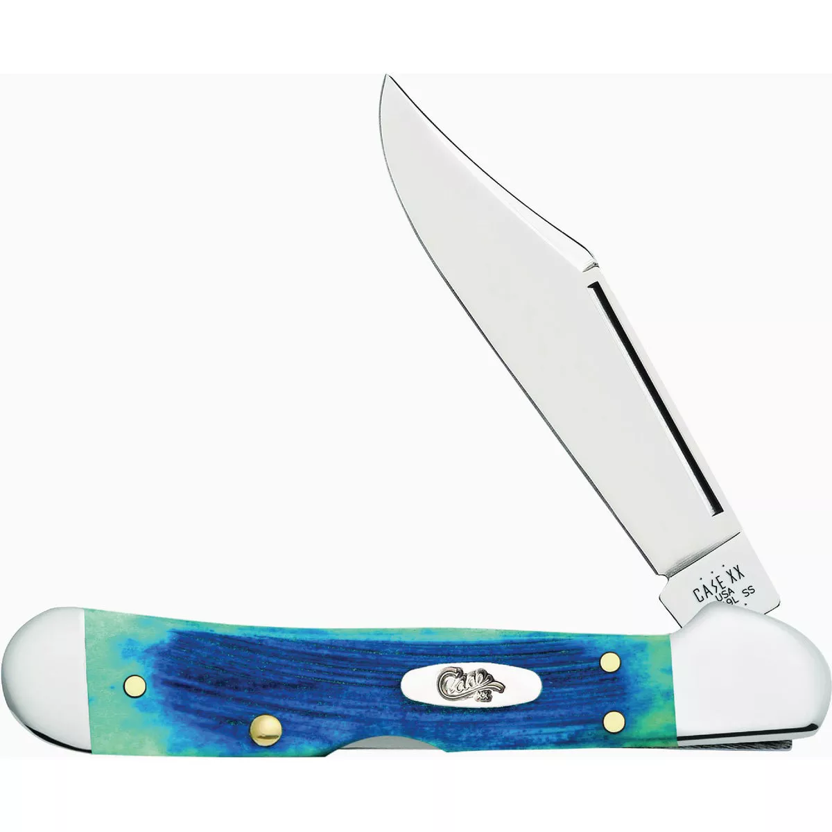 Case Caribbean Blue Bone Sawcut Jig Mini CopperLock Pocket Knife