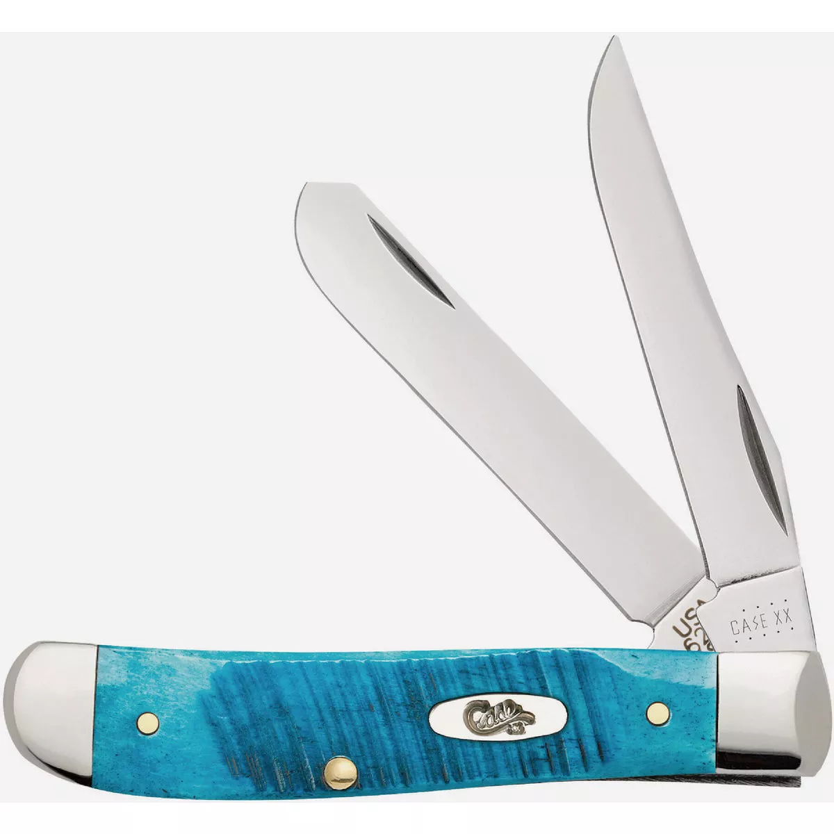 Case 2.7 In. Caribbean Blue Bone Sawcut Jig Mini Trapper Pocket Knife - photo 2