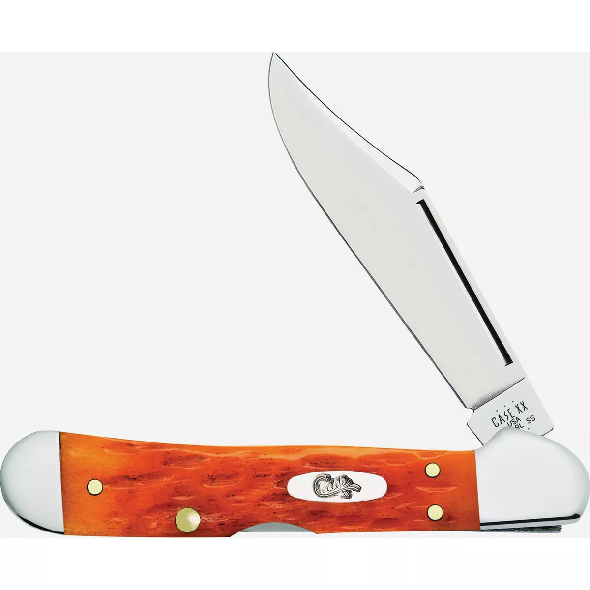 Case Mini CopperLock Peach Seed Jig Persimmon Orange Bone Pocket Knife