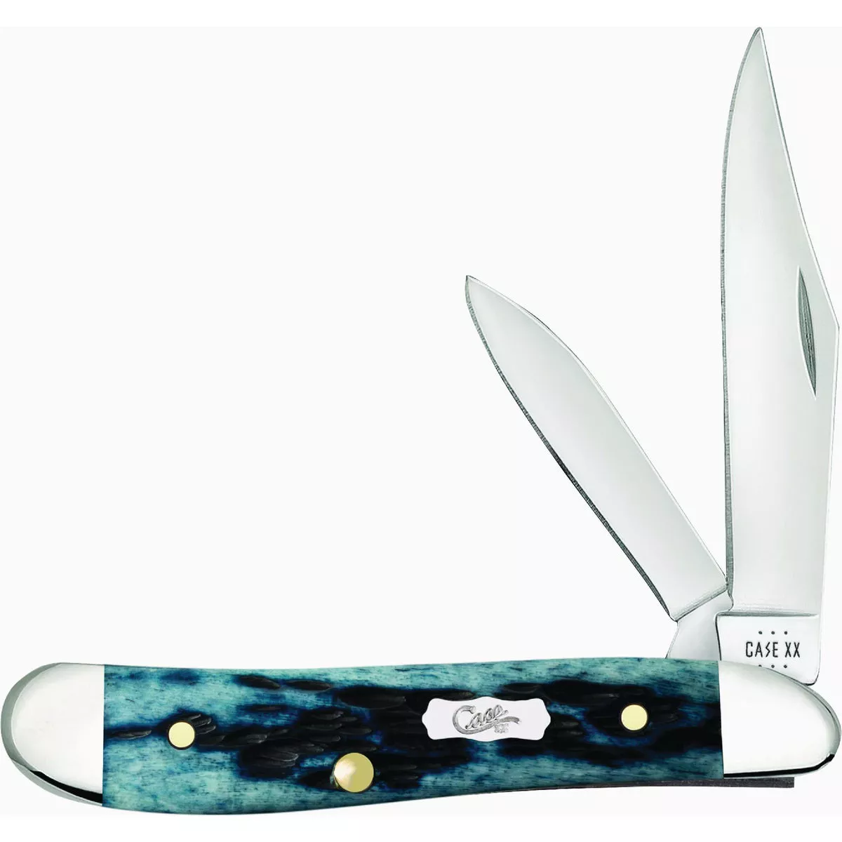 Case Pocket Worn Mediterranean Blue Bone Peach Seed Jig Peanut Pocket Knife