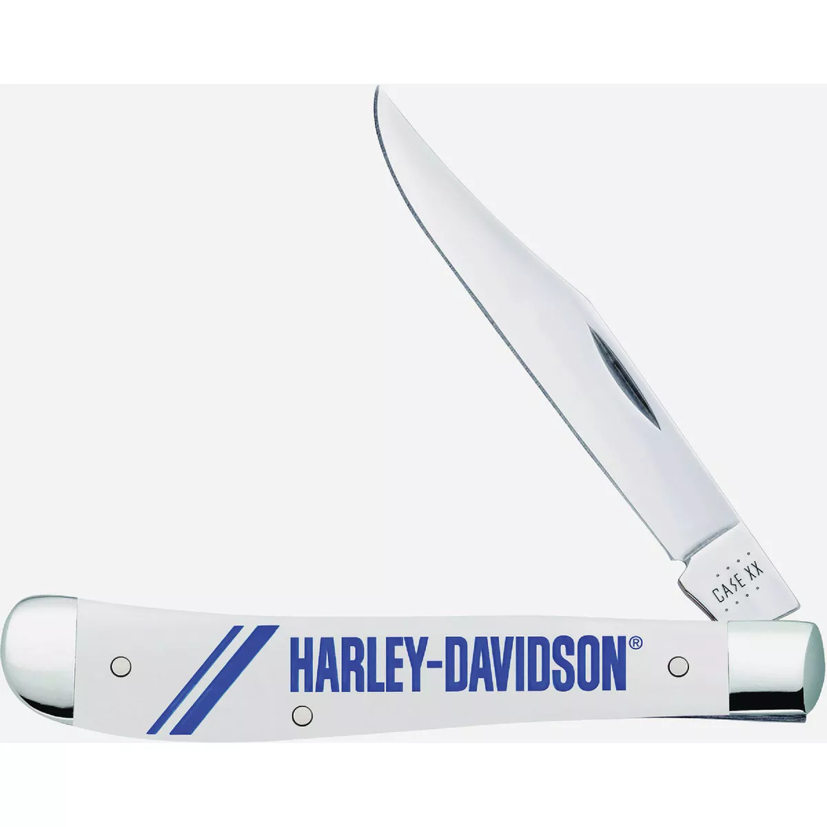 Case Slimline Trapper Harley-Davidson Embellished Smooth White Synthetic Pocket Knife