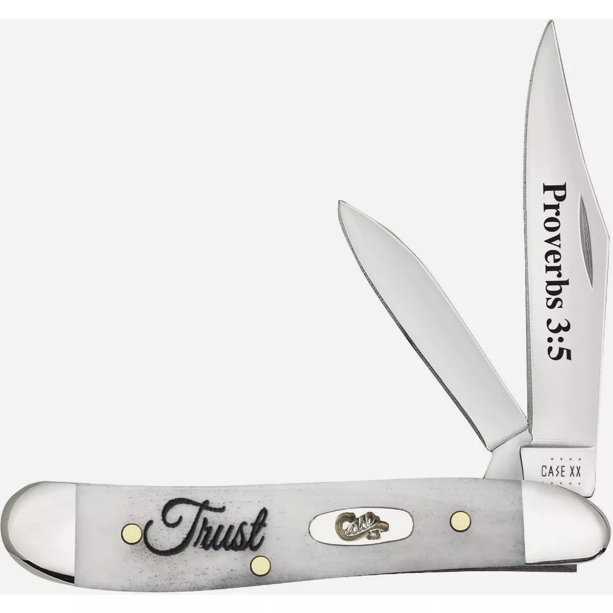 Case 2.1 In. Religious Natural Bone Smooth Peanut Pocket Knife, Proverbs 3:5 - photo 2