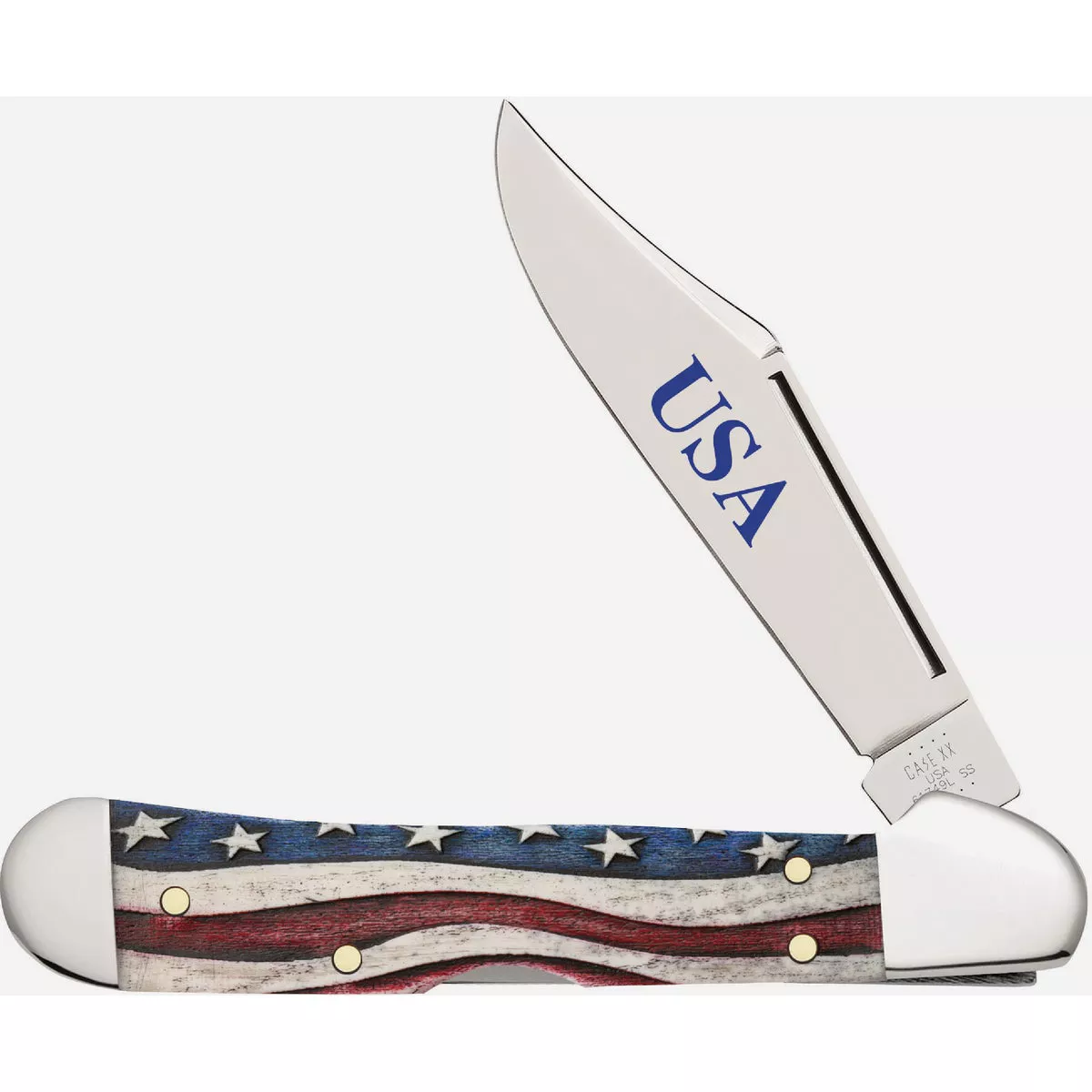 Case 2.72 In. Star Spangled Natural Bone Color Wash Mini Copperlock Pocket Knife - photo 2