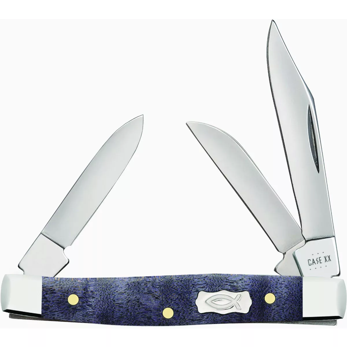 Case Purple Curly Maple Wood Smooth Small Stockman Pocket Knife