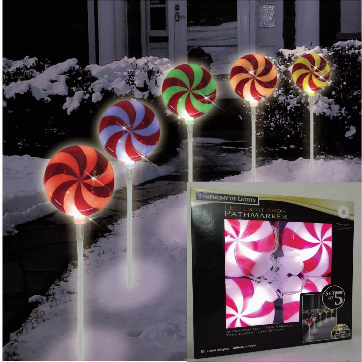 Brite Star Symphony of Lights 26 In. H. Color Changing LED Candy Holiday Garden Stake Set