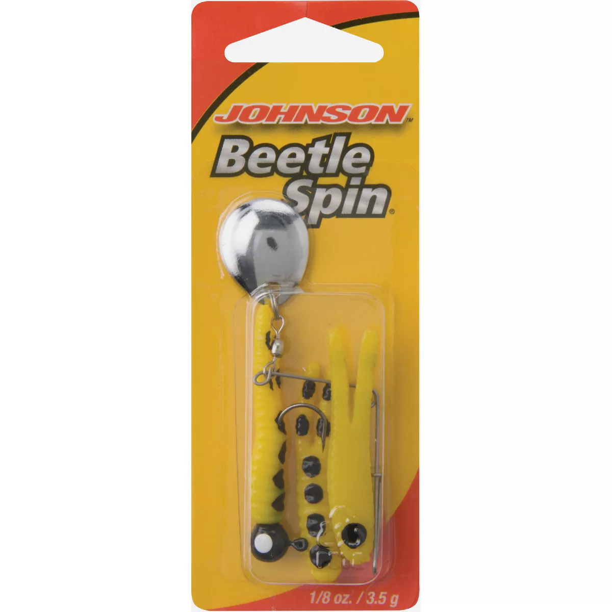 Johnson Beetle Spin 1/16 Oz. Yellow/Black Dot Nickel Blade Fishing Lure (3 Pack)