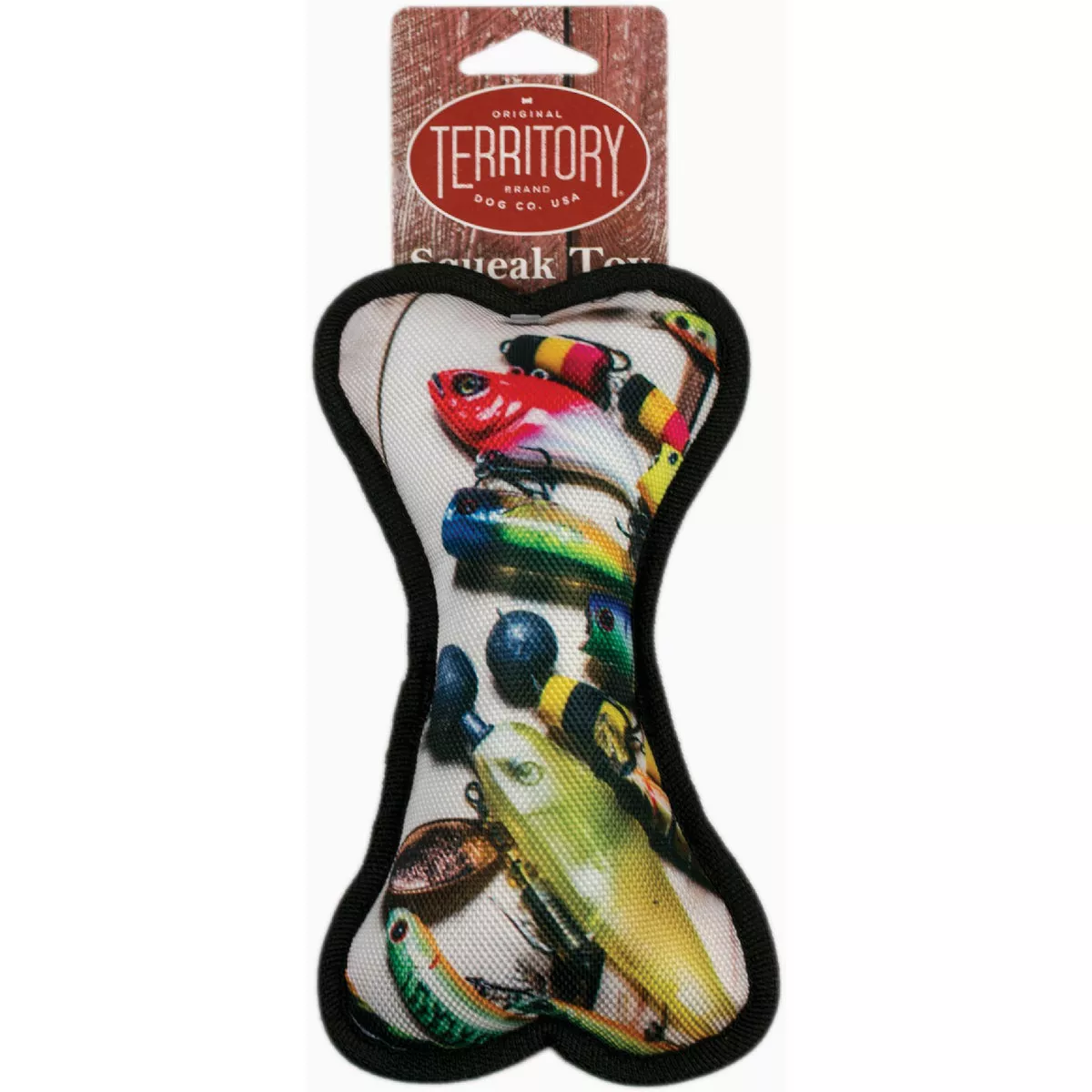 Territory Fishing Lure Squeaky Bone Dog Toy