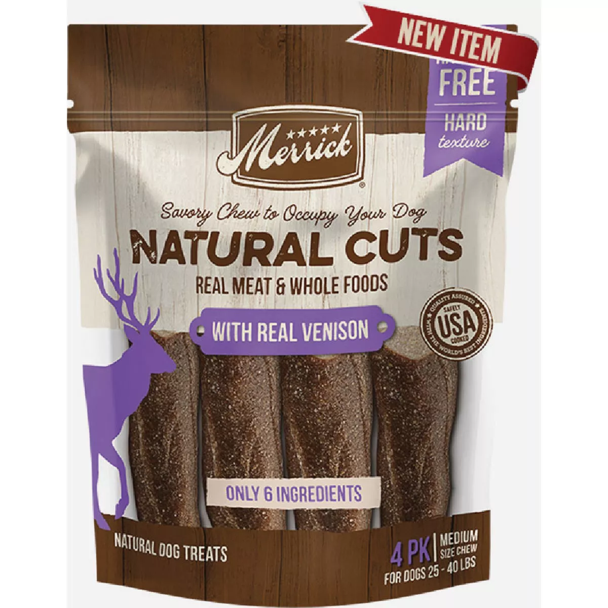 Merrick Natural Cuts Medium Real Venison Dog Treat (4-Count)