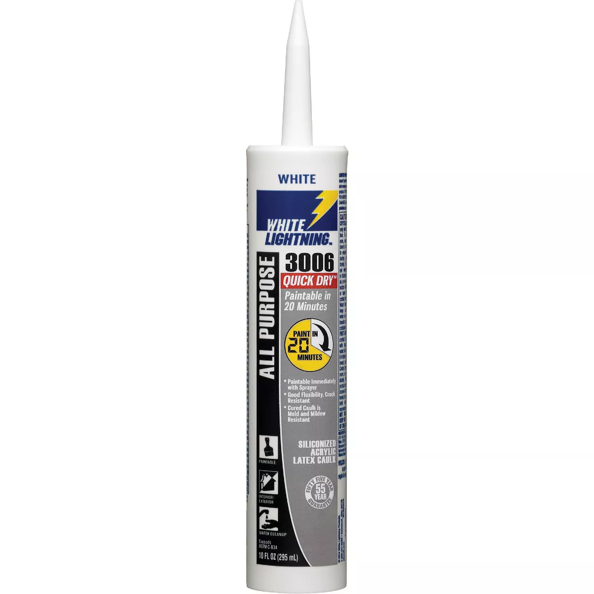 White Lightning 10 Oz. Quick Dry Siliconized Acrylic Latex Caulk