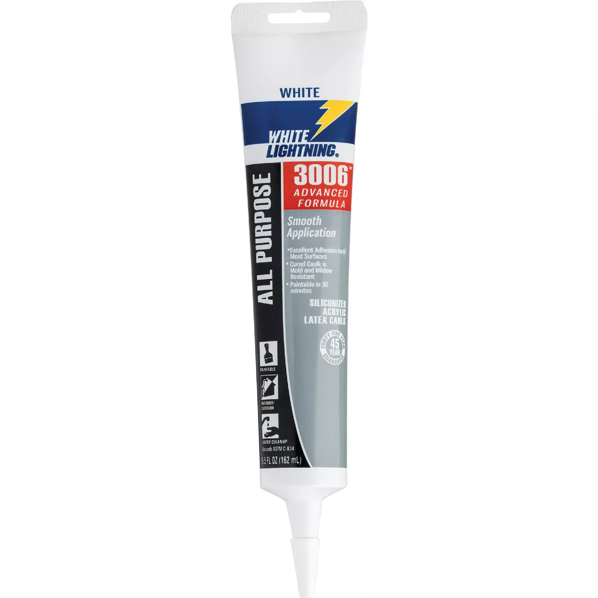 White Lightning 3006 5.5 Oz. Advanced All-Purpose Siliconized Acrylic Latex Caulk