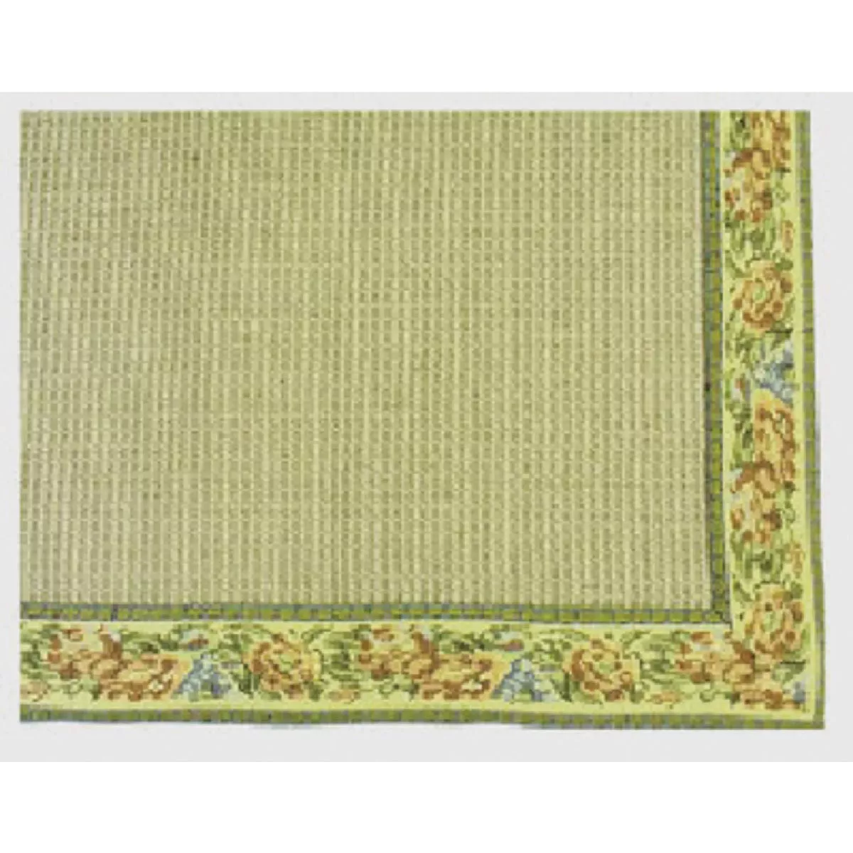 Librett Durables Natural w/Floral Border 24 In. x 36 In. Jute Fiber Accent Rug, Indoor/Outdoor