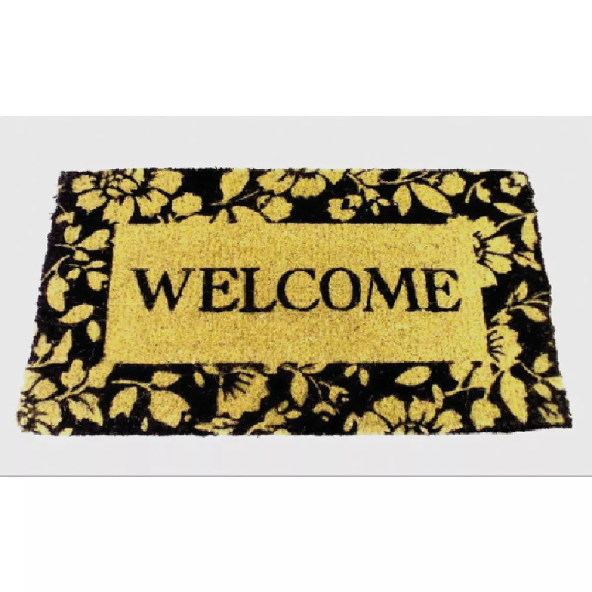Librett Durables 18 In. x 30 In. Black Welcome Stenciled Vinyl Back Coco-Fiber Door Mat