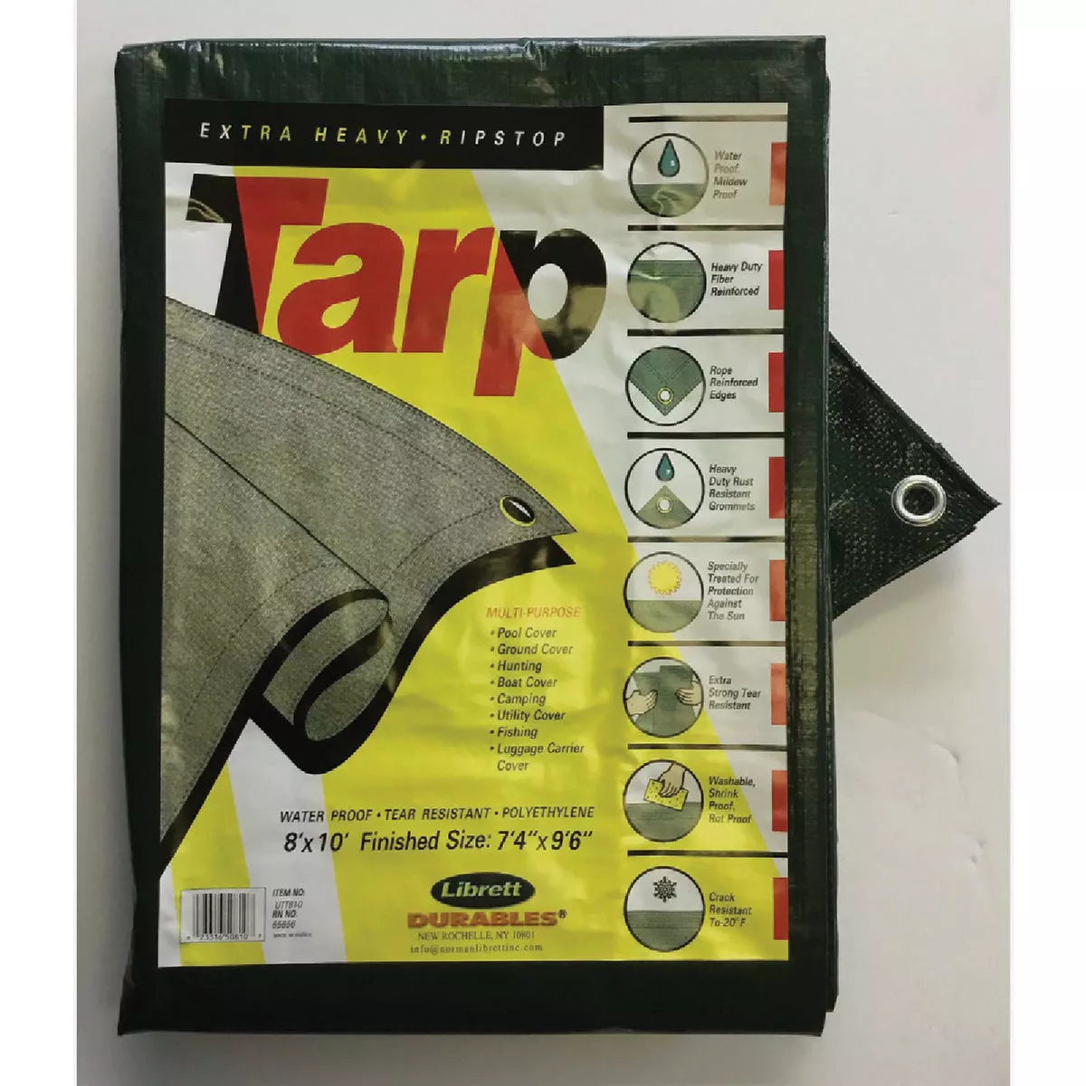 Librett Durables Green 8 Ft. x 10 Ft. Rip Stop Poly Tarp