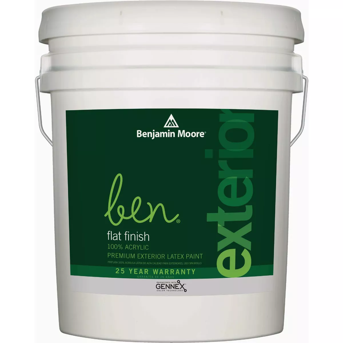 Benjamin Moore ben Acrylic Latex Flat Exterior House Paint, White, 5 Gal.
