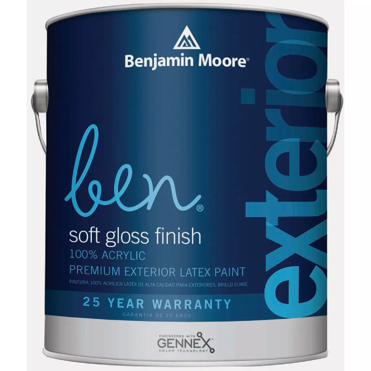 Benjamin Moore ben Acrylic Latex Soft Gloss Exterior House Paint, White, 1 Gal.