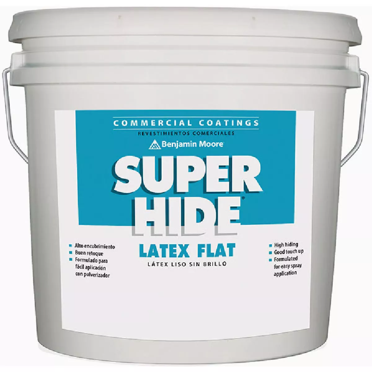 Benjamin Moore Super Hide Acrylic Blended Latex Flat Interior Wall Paint, White, 5 Gal.