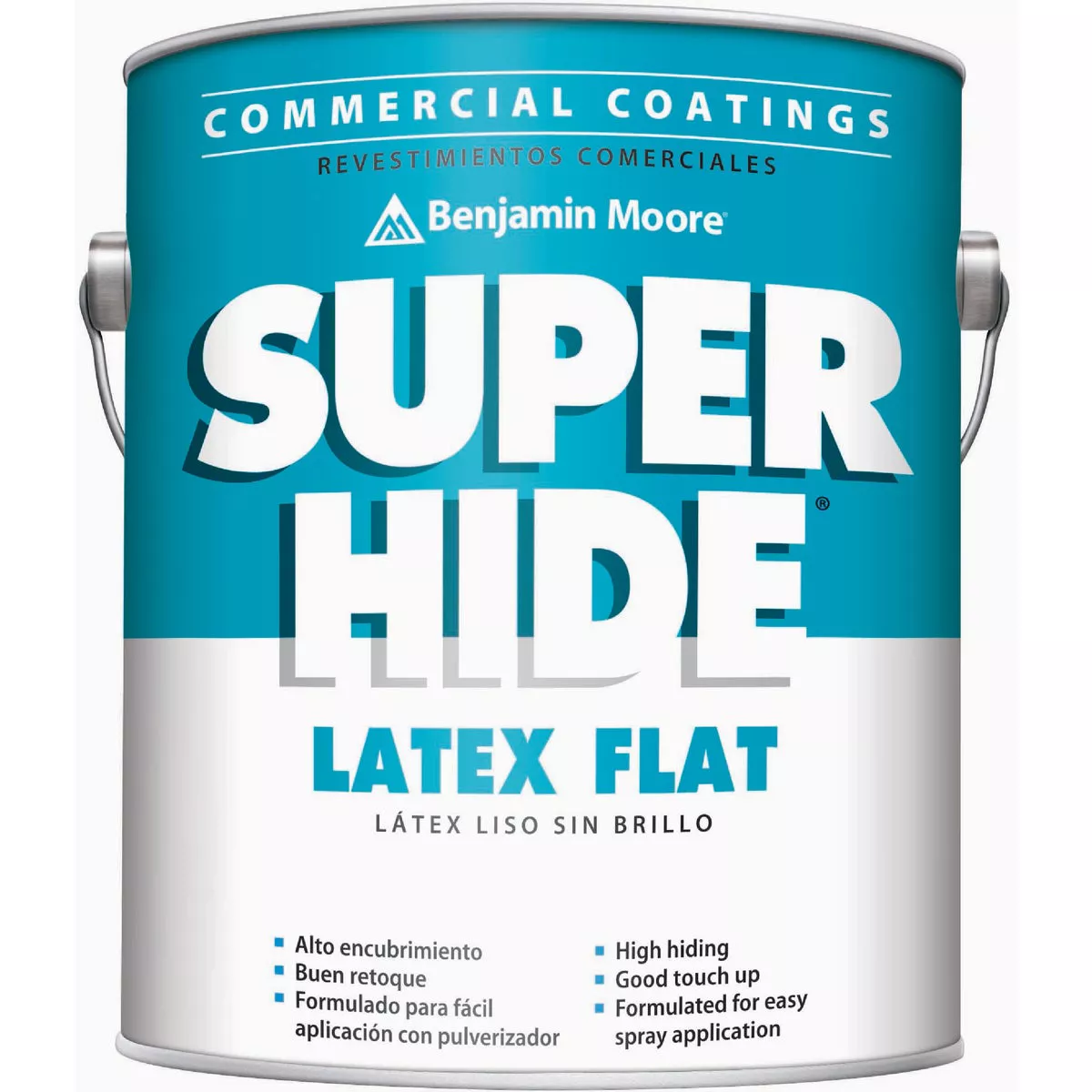Benjamin Moore Super Hide Acrylic Blended Latex Flat Interior Wall Paint, Atrium White, 1 Gal.