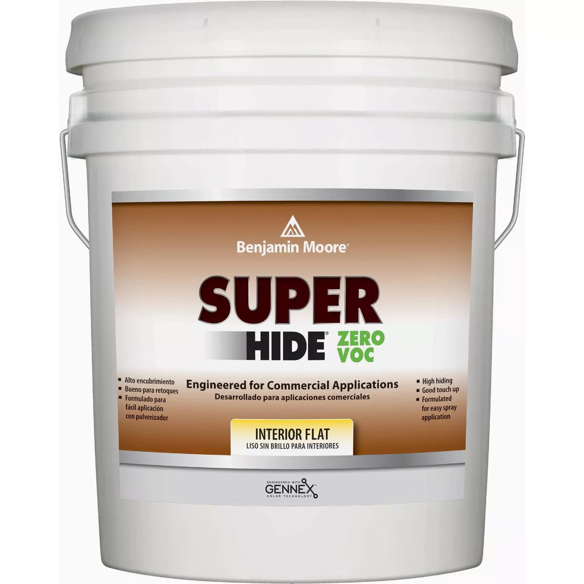 Benjamin Moore Super Hide Zero VOC Acrylic Flat Interior Wall Paint, Navajo White, 5 Gal.