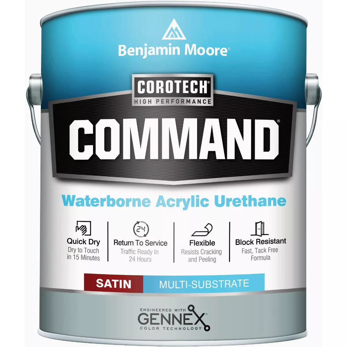 Benjamin Moore Corotech Command Waterborne Acrylic Urethane Satin Industrial Enamel, Black, 1 Gal.