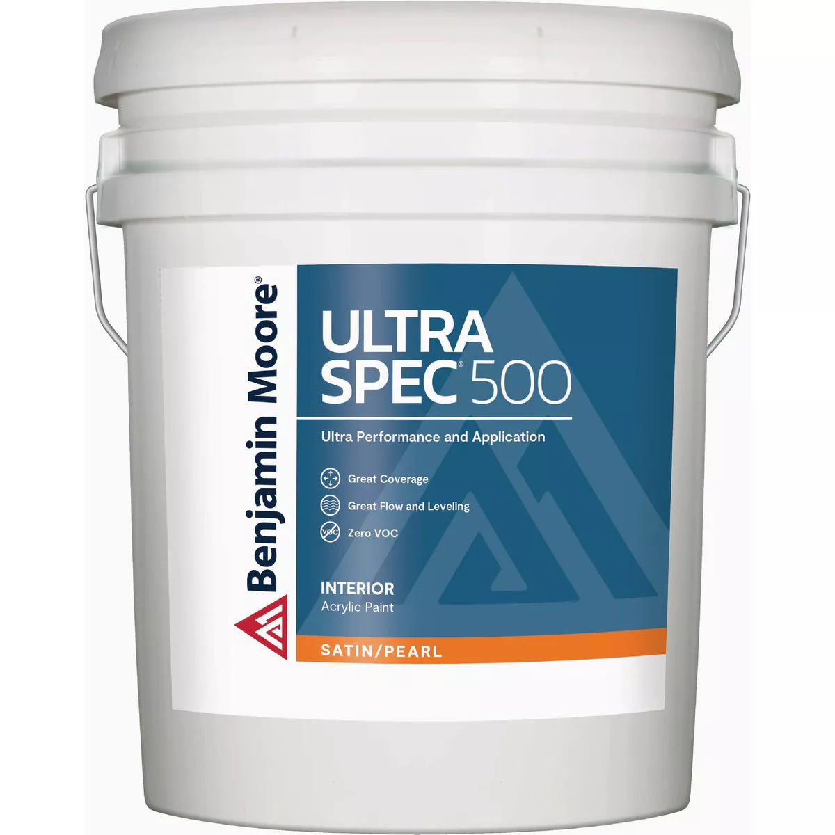 Benjamin Moore Ultra Spec 500 Acrylic Copolymer Satin/Pearl Interior Wall Paint, White, 5 Gal.
