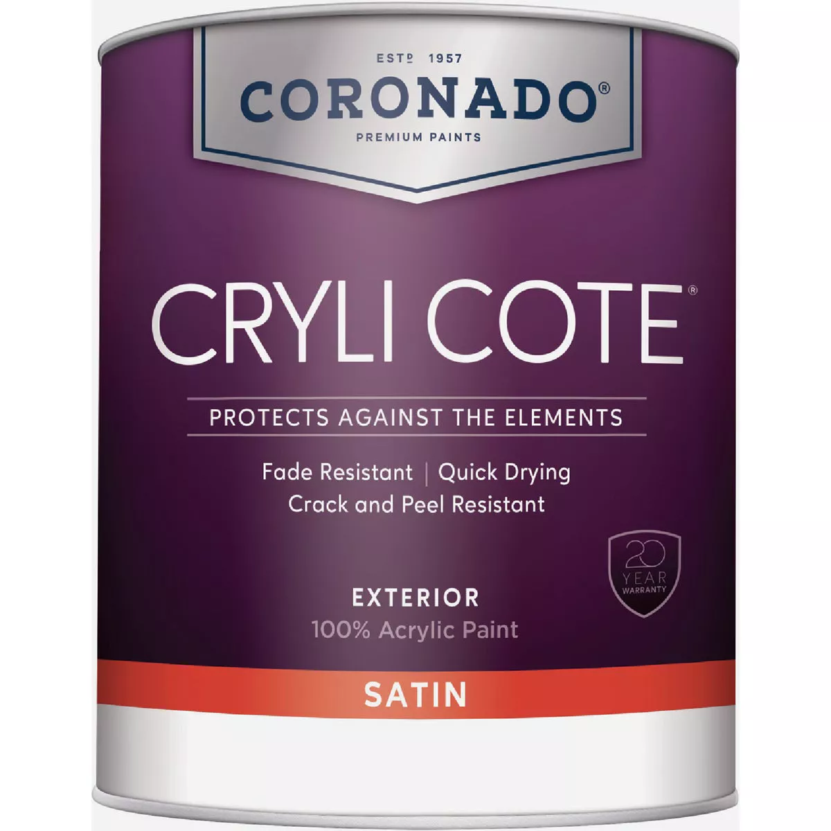 Coronado Cryli Cote Acrylic Satin Exterior House Paint, Tint Base, 1 Qt.