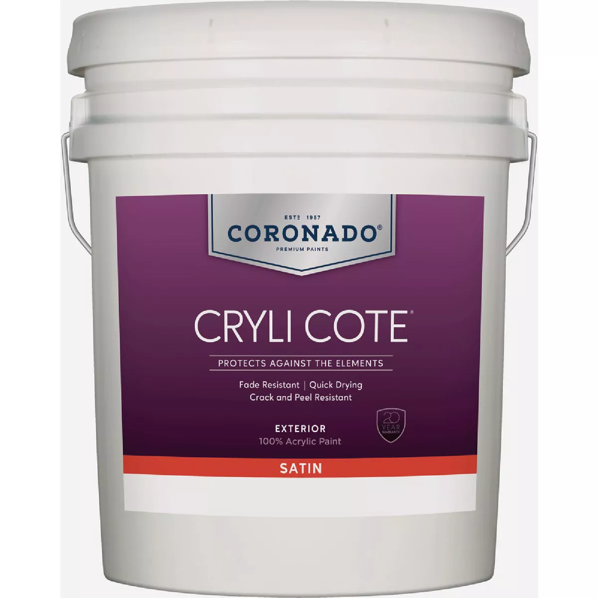 Coronado Cryli Cote Acrylic Satin Exterior House Paint, Tint Base, 5 Gal.