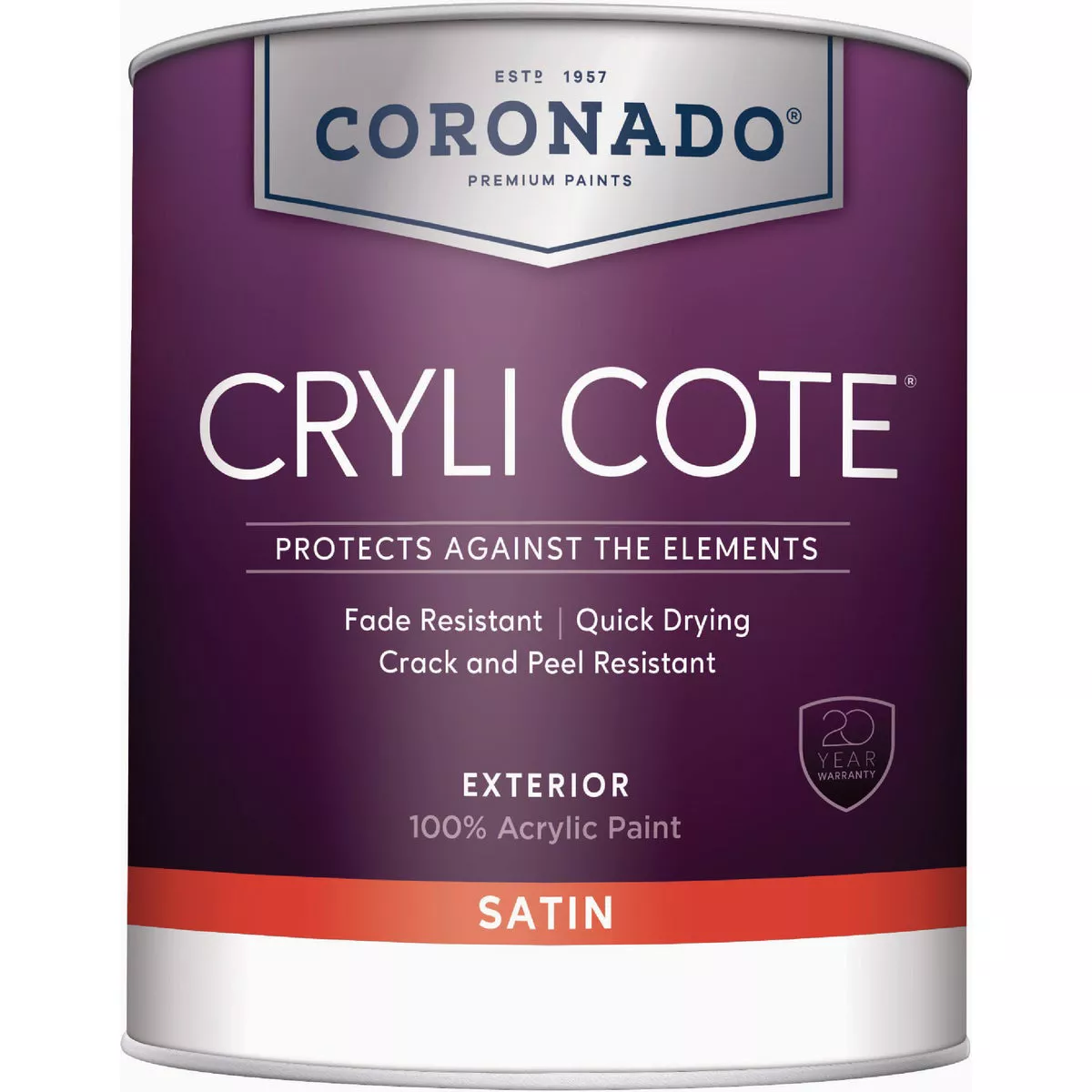 Coronado Cryli Cote Acrylic Satin Exterior House Paint, Accent Base, 1 Qt.