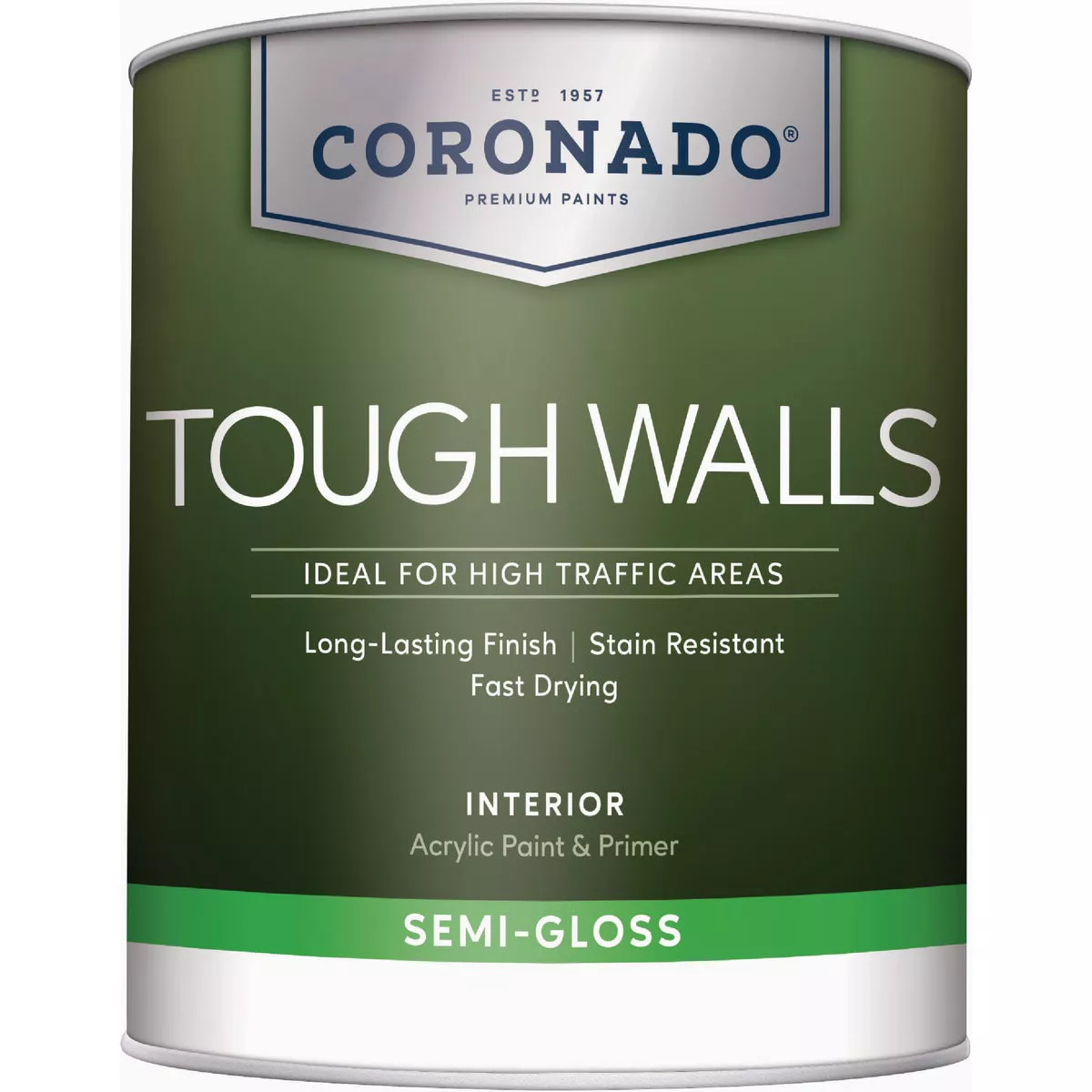 Coronado Tough Walls Acrylic Semi Gloss Interior Paint & Primer, Accent Base, 1 Qt.