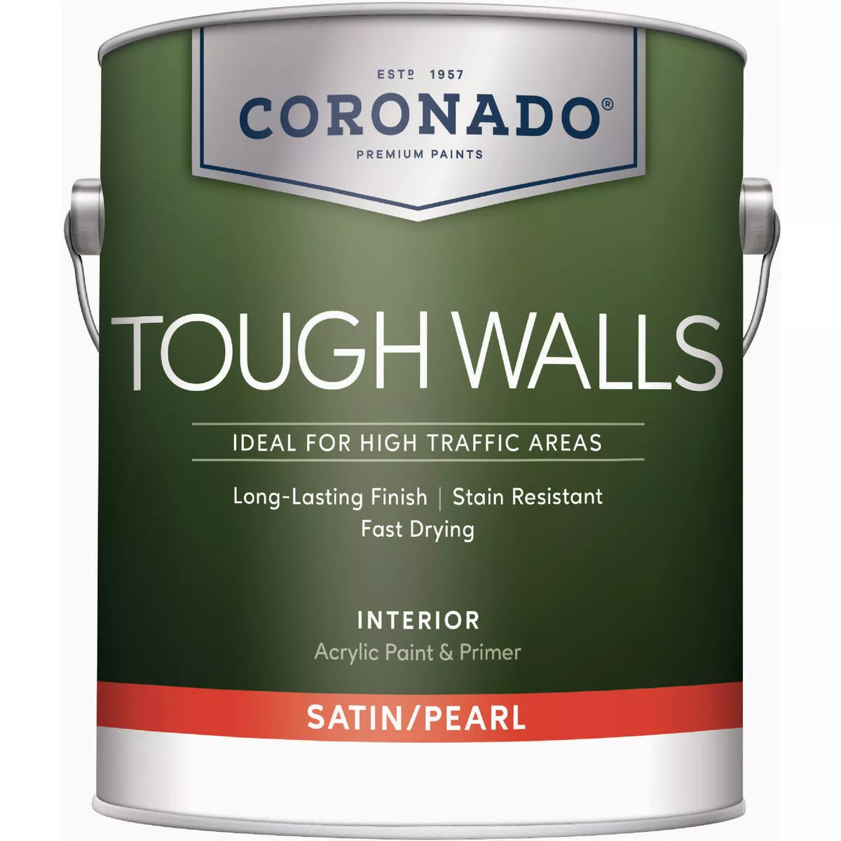 Coronado Tough Walls Acrylic Satin/Pearl Interior Paint & Primer, White, 1 Gal.