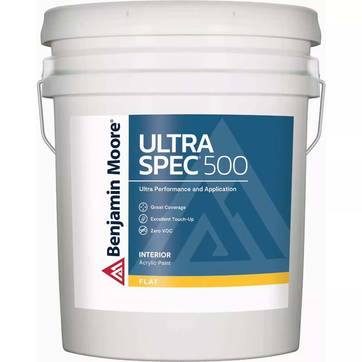 Benjamin Moore Ultra Spec 500 Acrylic Copolymer Flat Interior Wall Paint, White, 5 Gal.