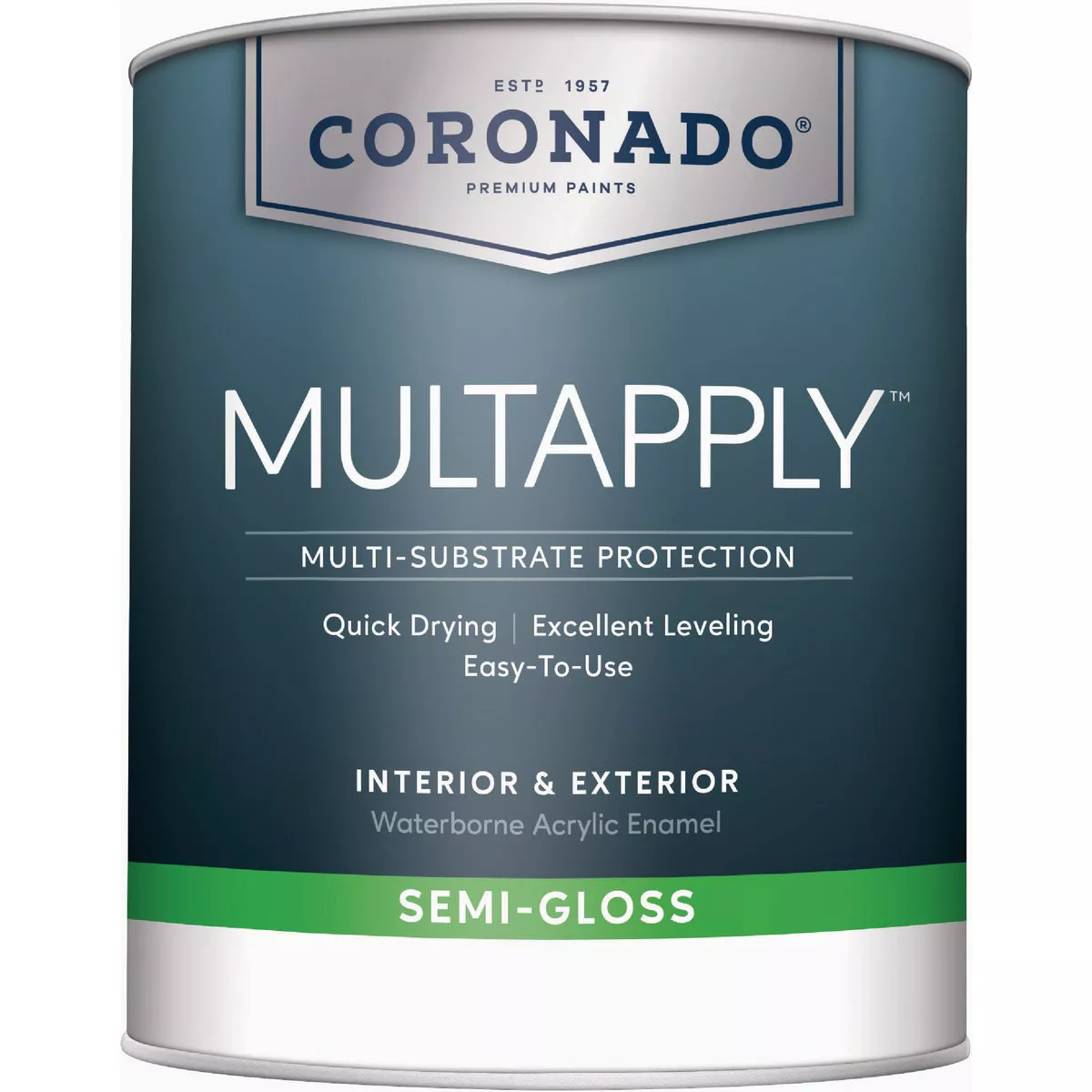 Coronado Multapply Waterborne Acrylic Semi Gloss Interior/Exterior Enamel, Accent Base, 1 Qt.
