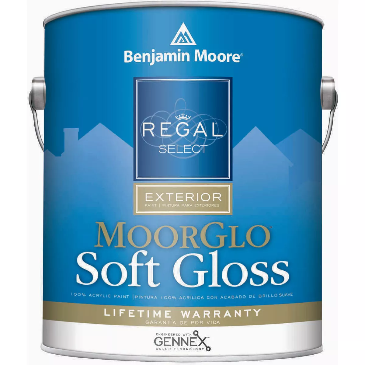 Benjamin Moore Regal Select Moorglo Acrylic Latex Soft Gloss Exterior House Paint, Brilliant White, 1 Gal.